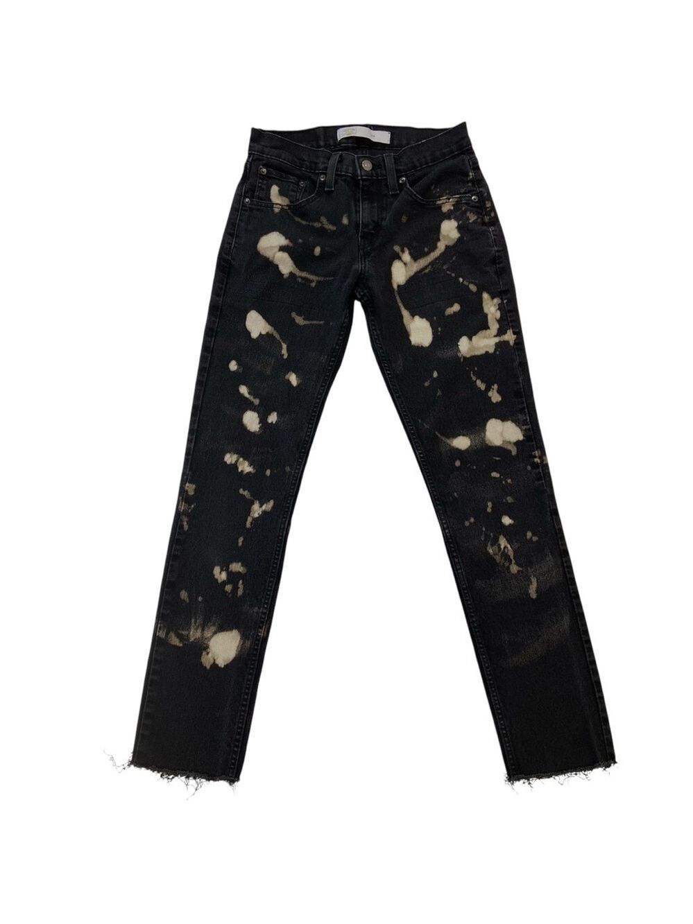 Levi’s gold women Black tan cream Splatter Jeans stretch denim straight high ris